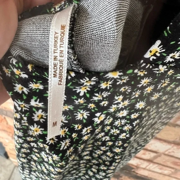 Free People Lorelai Daisy Print Tie Back Midi Dress Black M - Picture 5 of 12